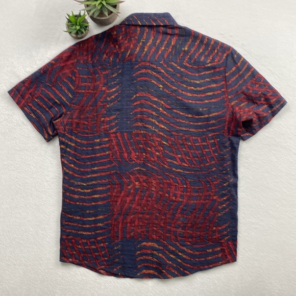 Vatpave Floral/Tropical Cotton/Viscose Short Sleeve Shirt (Red/Blue/Yellow) - Picture 2 of 15